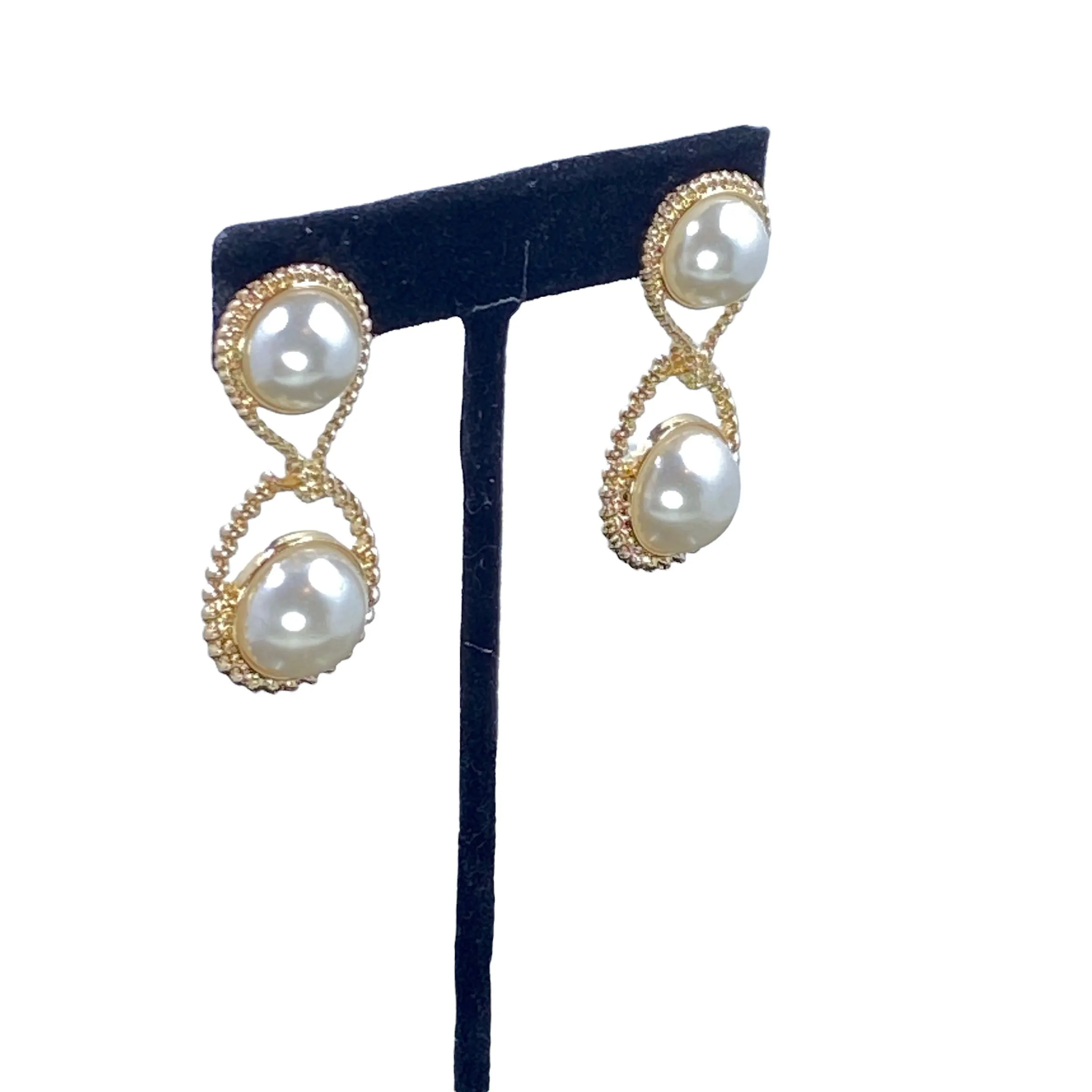 Imani Double Pearl Clip On Earrings