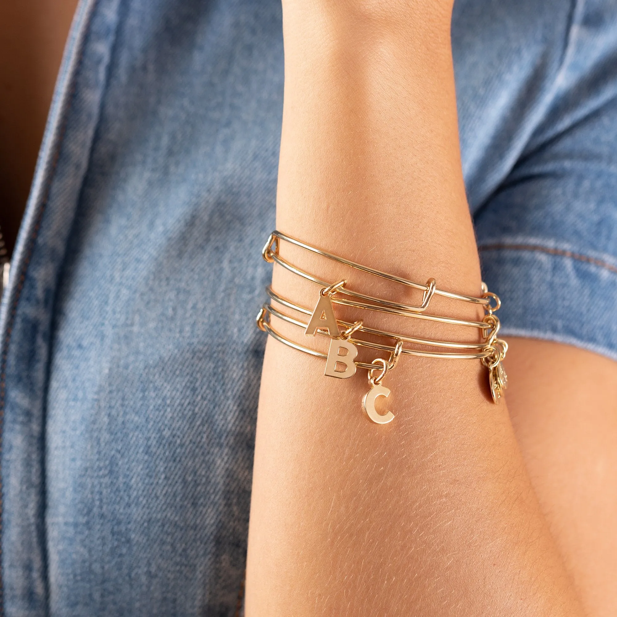 Initial U Charm Bangle