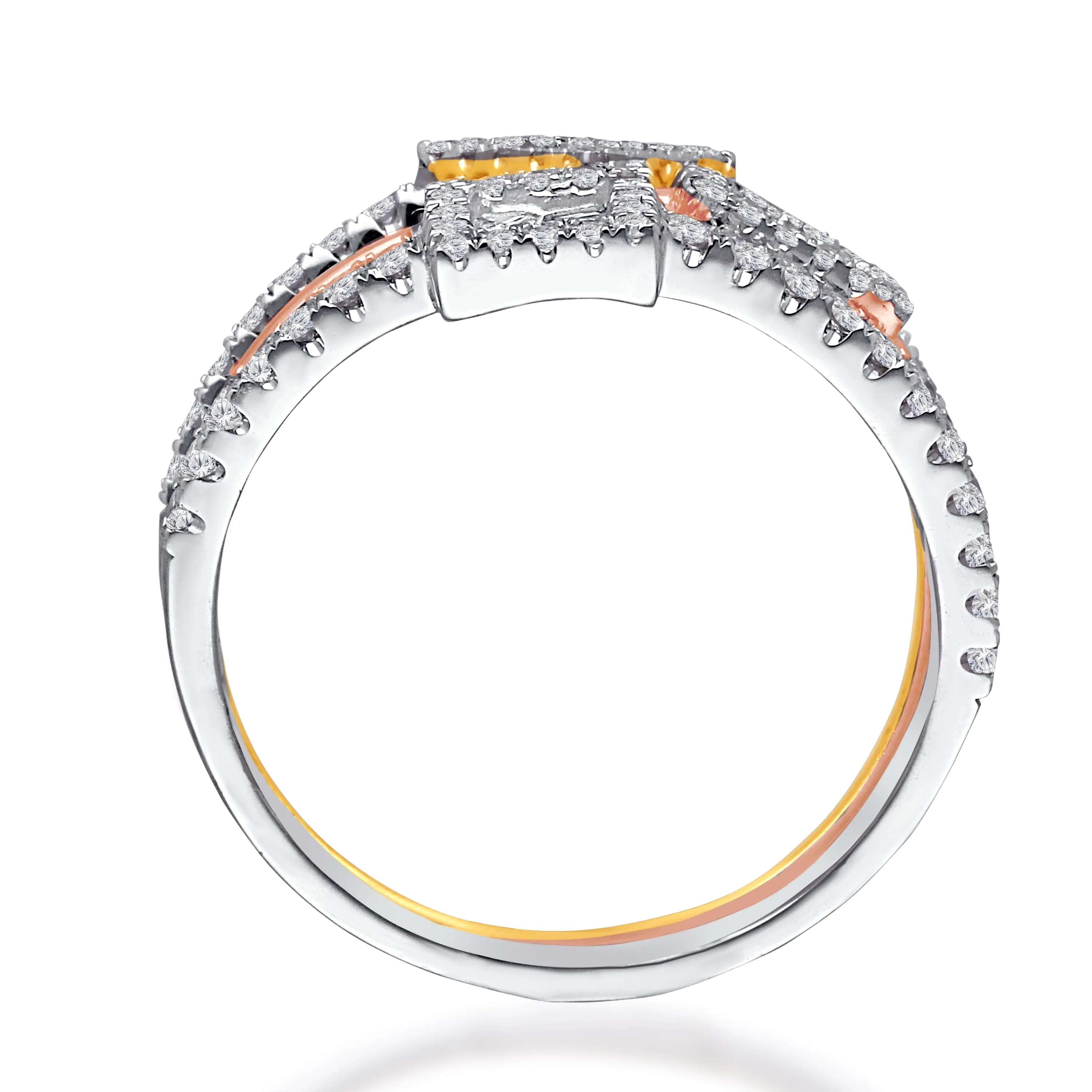 Kallati Legendary 3pc. Stackable Diamond Engagement Rings in 14K Tri Tone Gold