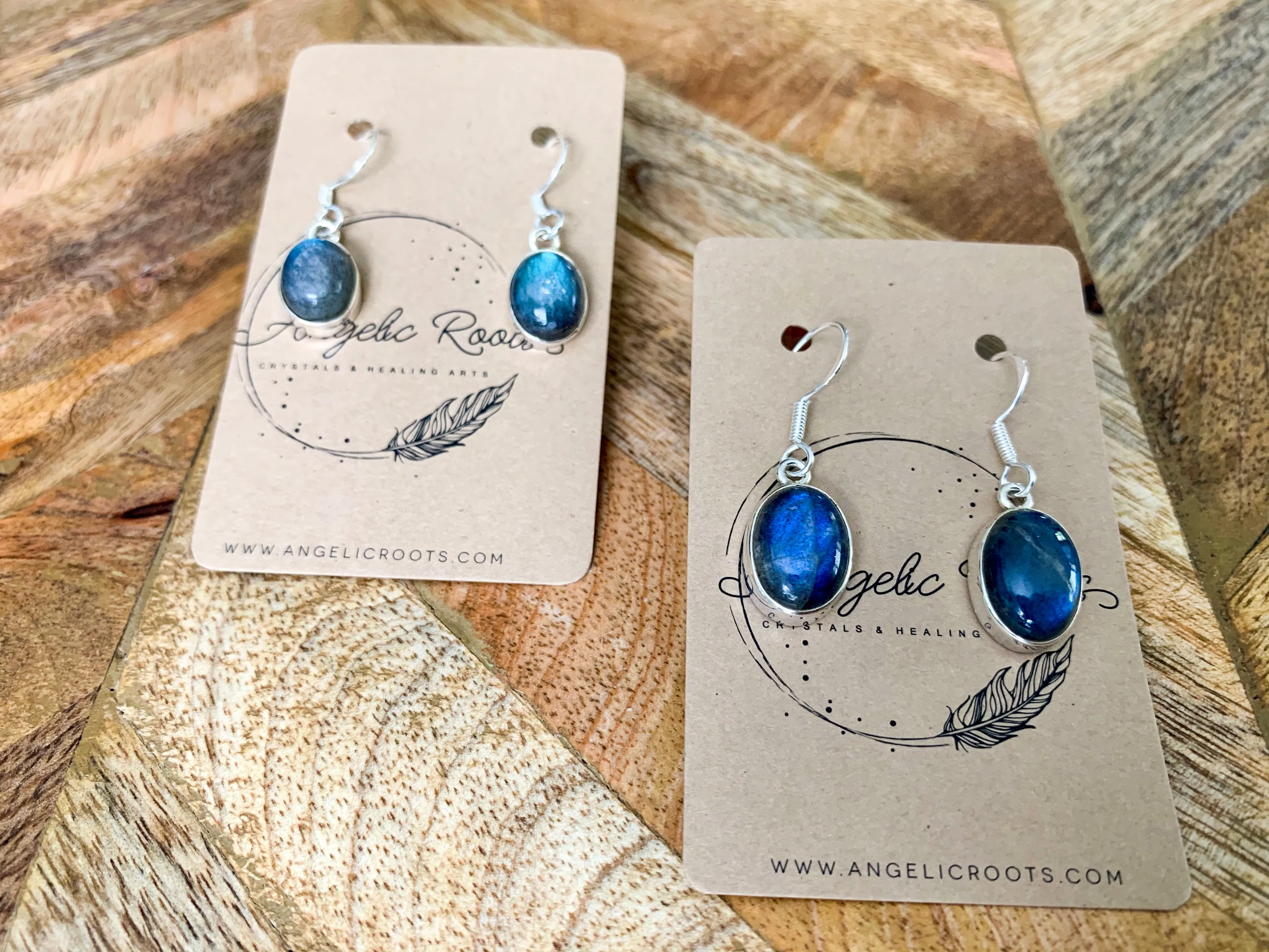 Labradorite Oval Drop Earrings