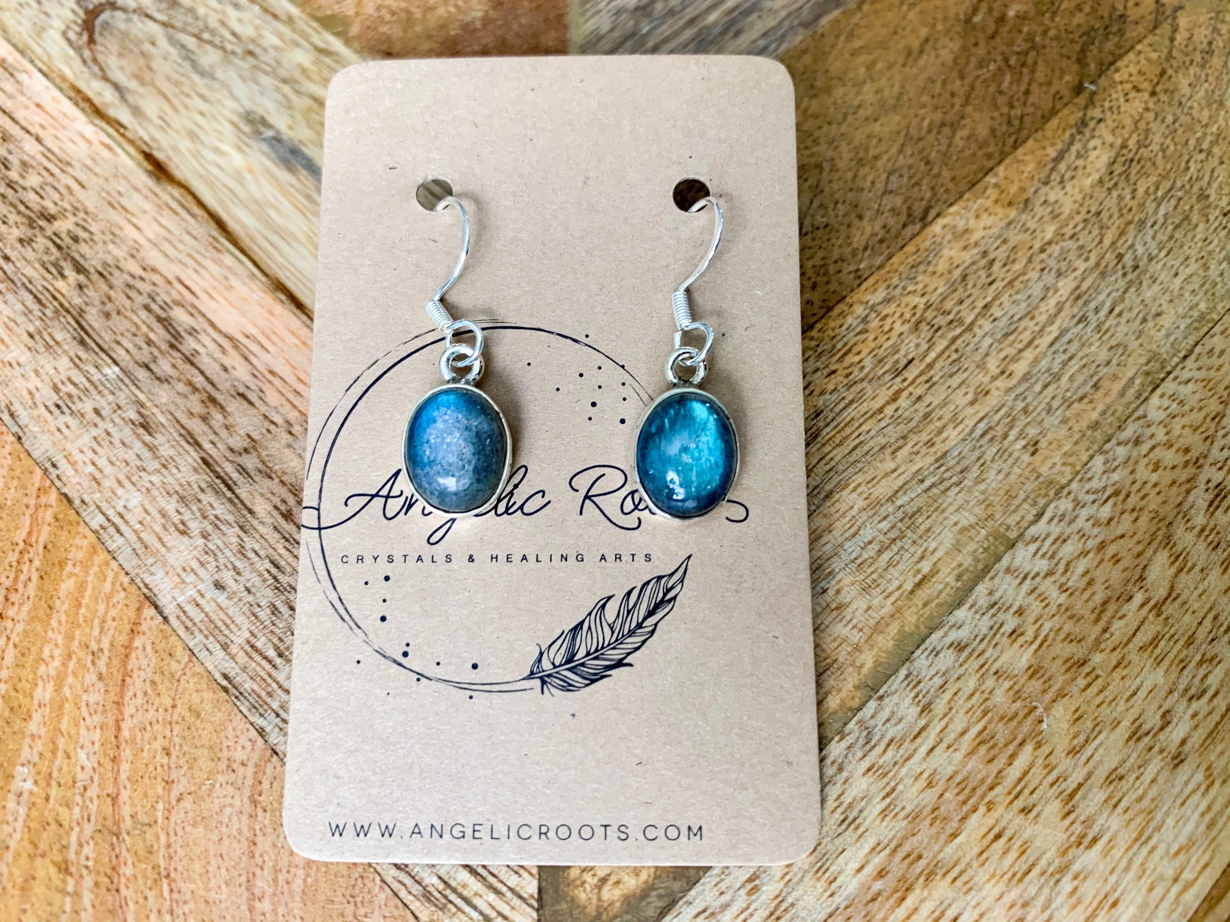 Labradorite Oval Drop Earrings