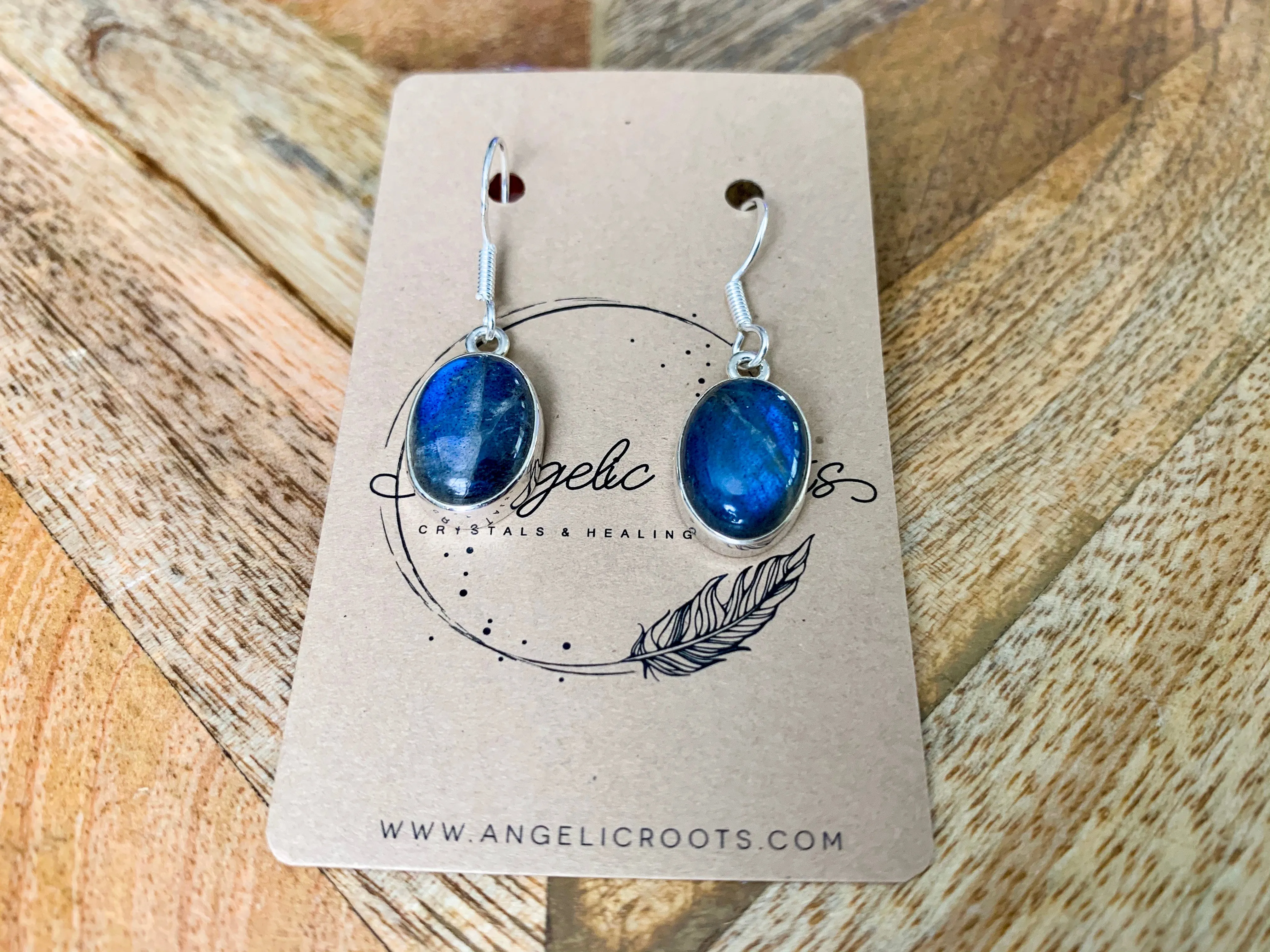 Labradorite Oval Drop Earrings