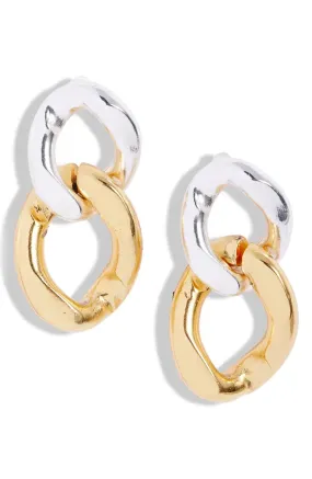 Large curb link drop earrings