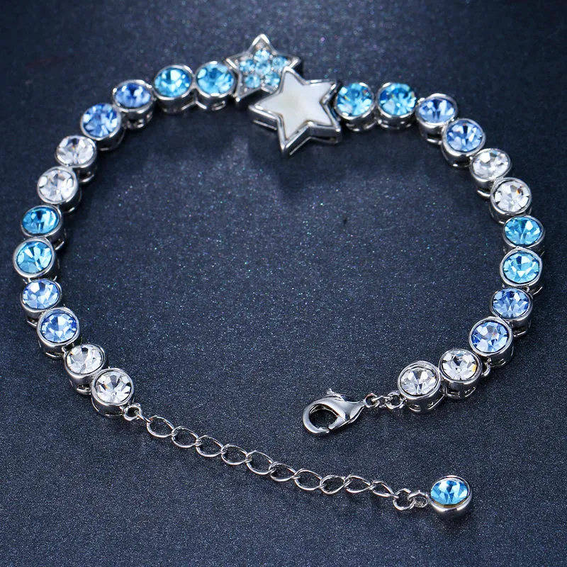 Light blue Crystal Stars chain Bracelets