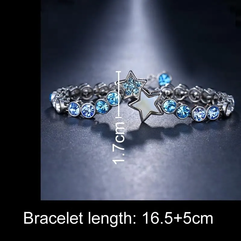 Light blue Crystal Stars chain Bracelets