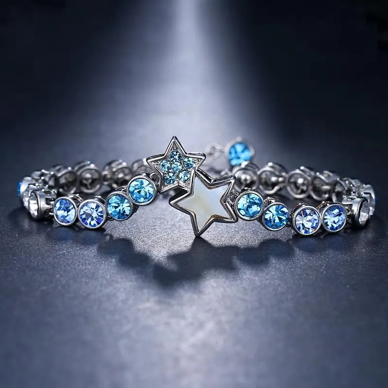 Light blue Crystal Stars chain Bracelets