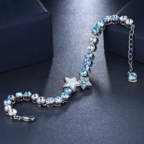 Light blue Crystal Stars chain Bracelets