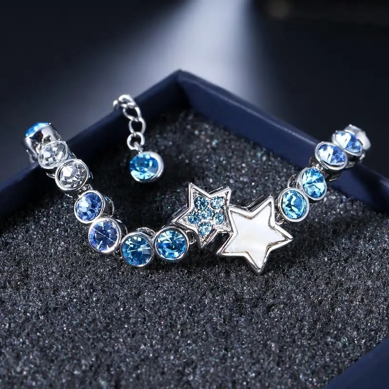 Light blue Crystal Stars chain Bracelets