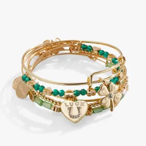 Love   Luck Charm Bangle Bracelets, Set of 5