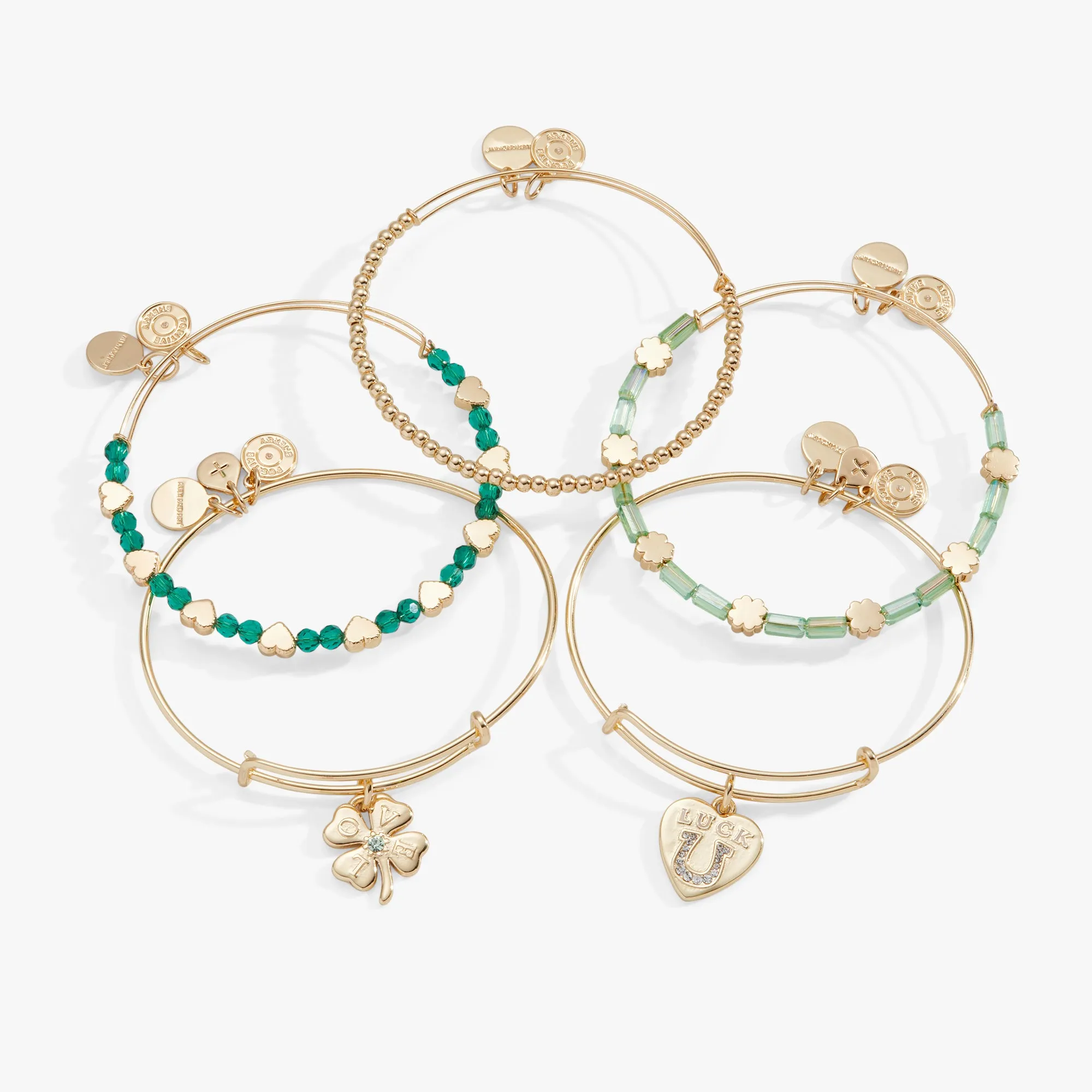 Love   Luck Charm Bangle Bracelets, Set of 5