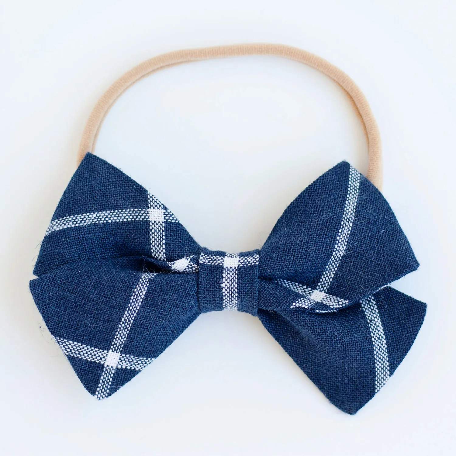 Men's Freestyle Self-Tie Bow Tie / Navy Linen Window Pane