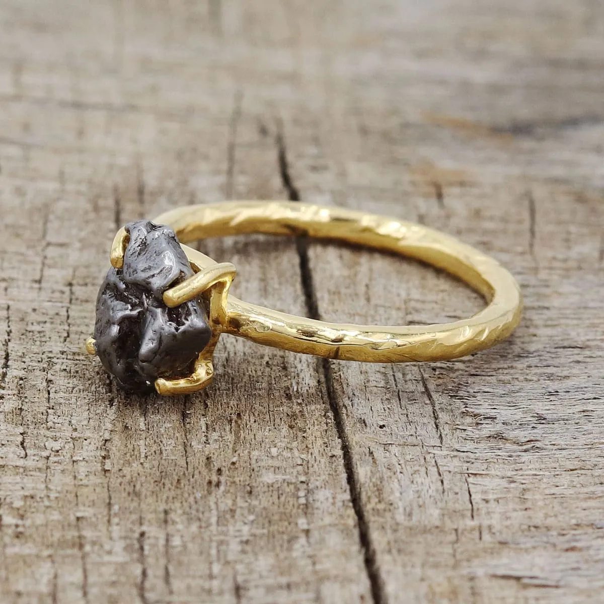 Meteorite Rings, Sterling Silver Ring, Handmade Ring, Women's Ring, Solitaire Ring, Gold Ring For Women, Gifts For Women, Mother's Day Gift,