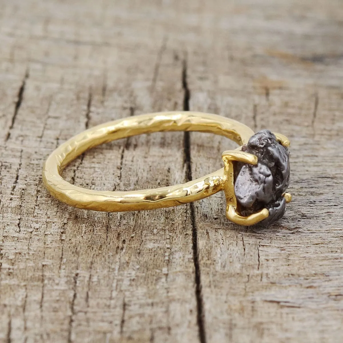 Meteorite Rings, Sterling Silver Ring, Handmade Ring, Women's Ring, Solitaire Ring, Gold Ring For Women, Gifts For Women, Mother's Day Gift,