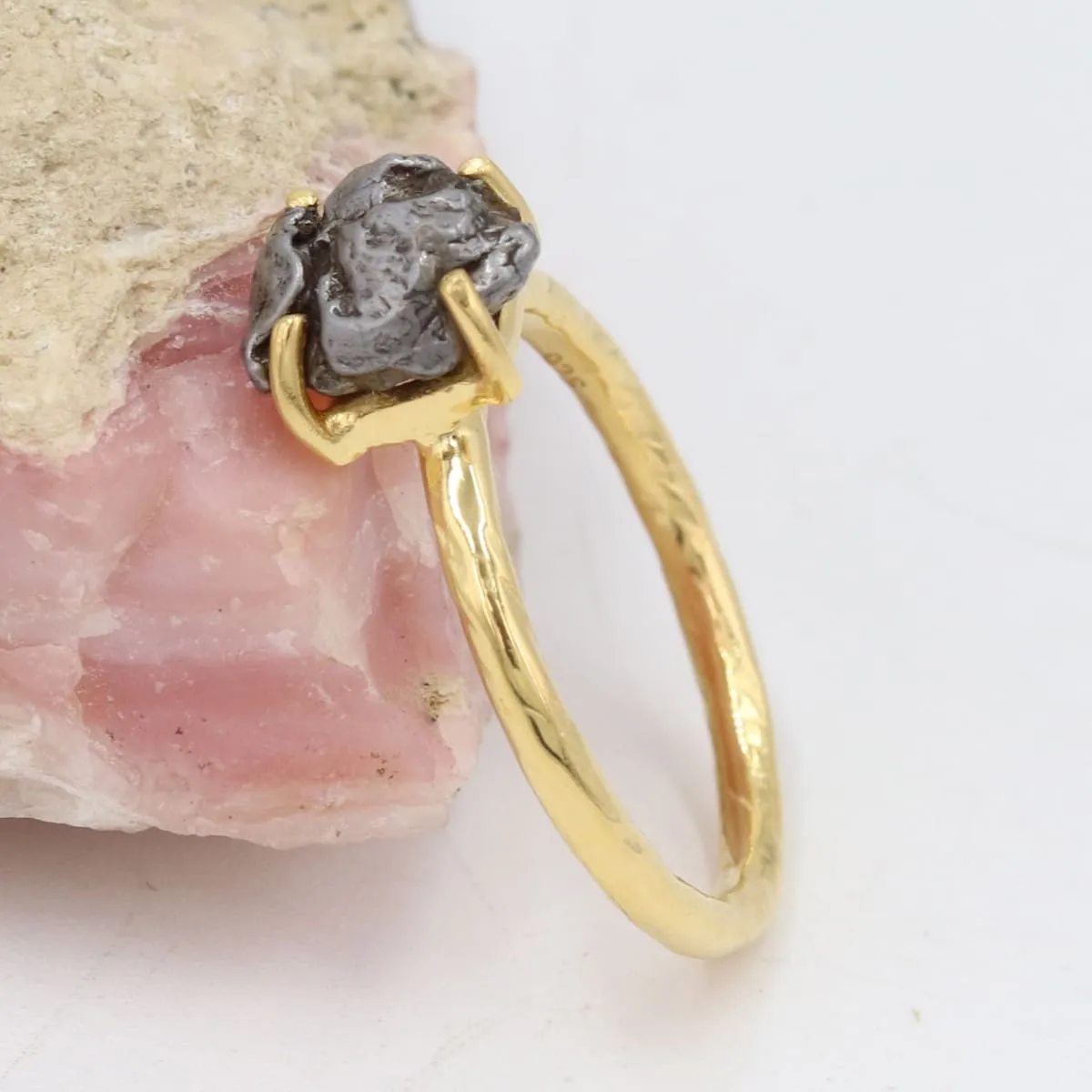 Meteorite Rings, Sterling Silver Ring, Handmade Ring, Women's Ring, Solitaire Ring, Gold Ring For Women, Gifts For Women, Mother's Day Gift,