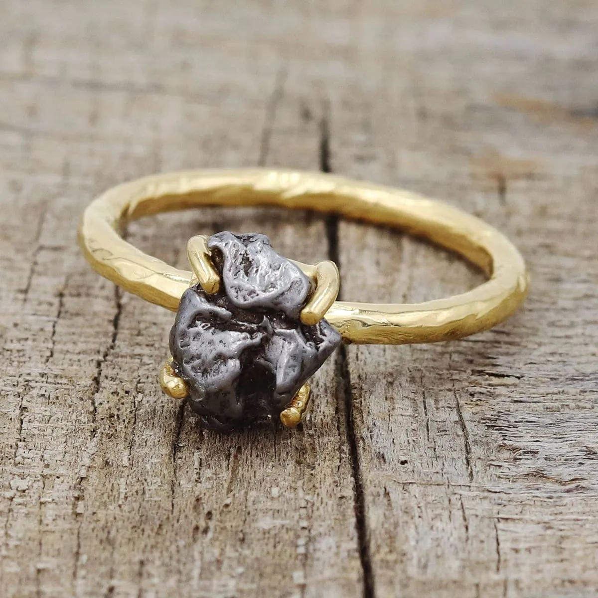 Meteorite Rings, Sterling Silver Ring, Handmade Ring, Women's Ring, Solitaire Ring, Gold Ring For Women, Gifts For Women, Mother's Day Gift,