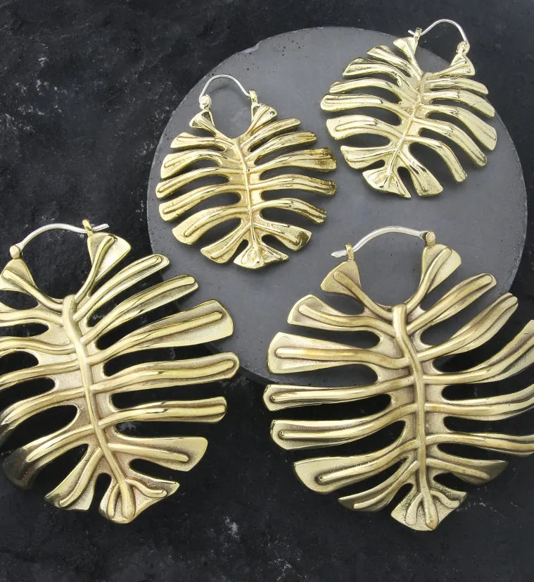 Monstera Deliciosa Leaf Brass Ear Weights / Earrings