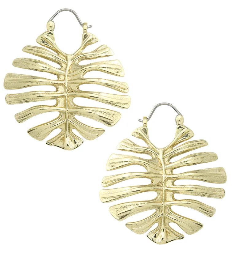 Monstera Deliciosa Leaf Brass Ear Weights / Earrings