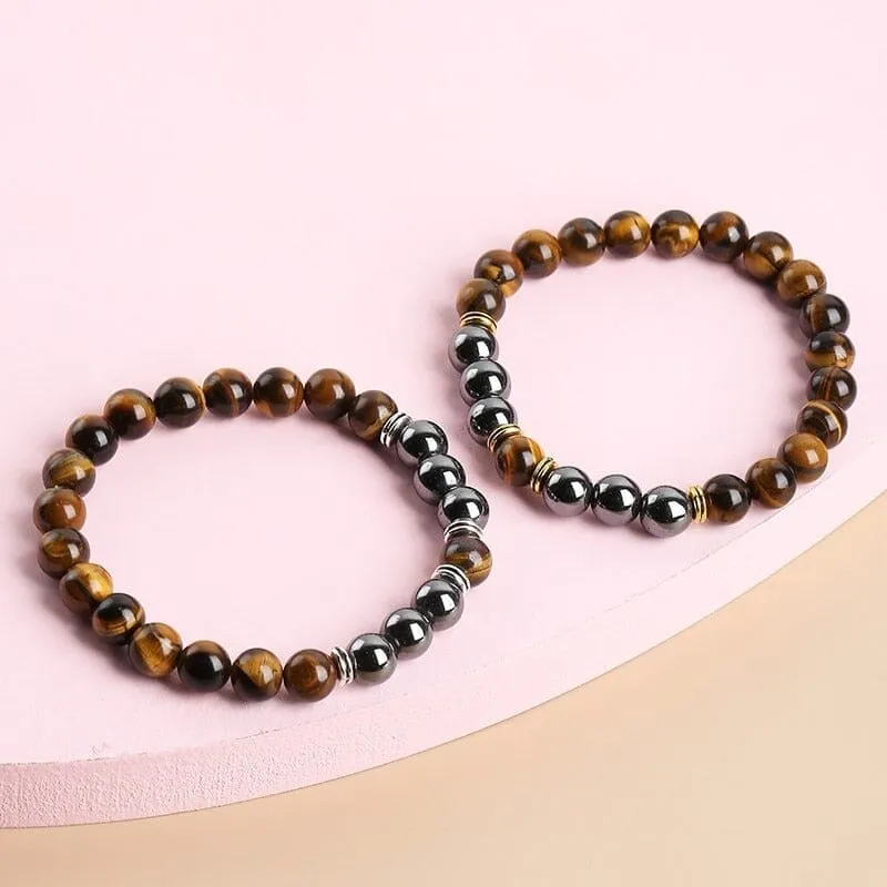 Natural Hematite and Tiger Eye Stone Bracelets