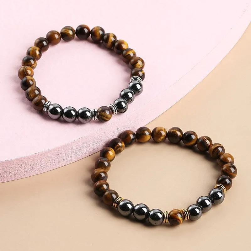 Natural Hematite and Tiger Eye Stone Bracelets