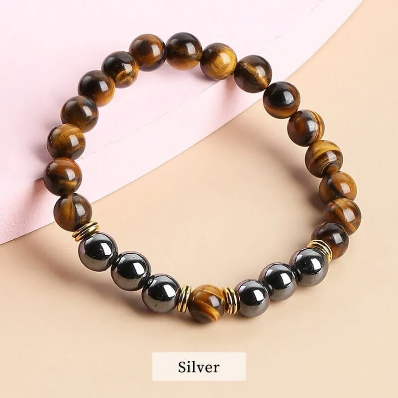 Natural Hematite and Tiger Eye Stone Bracelets