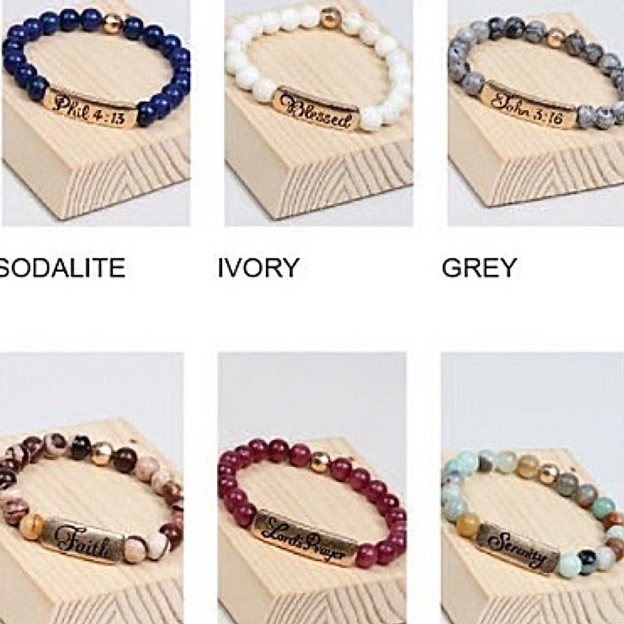 Natural Stone Religious Inspiration Stretch Bracelets