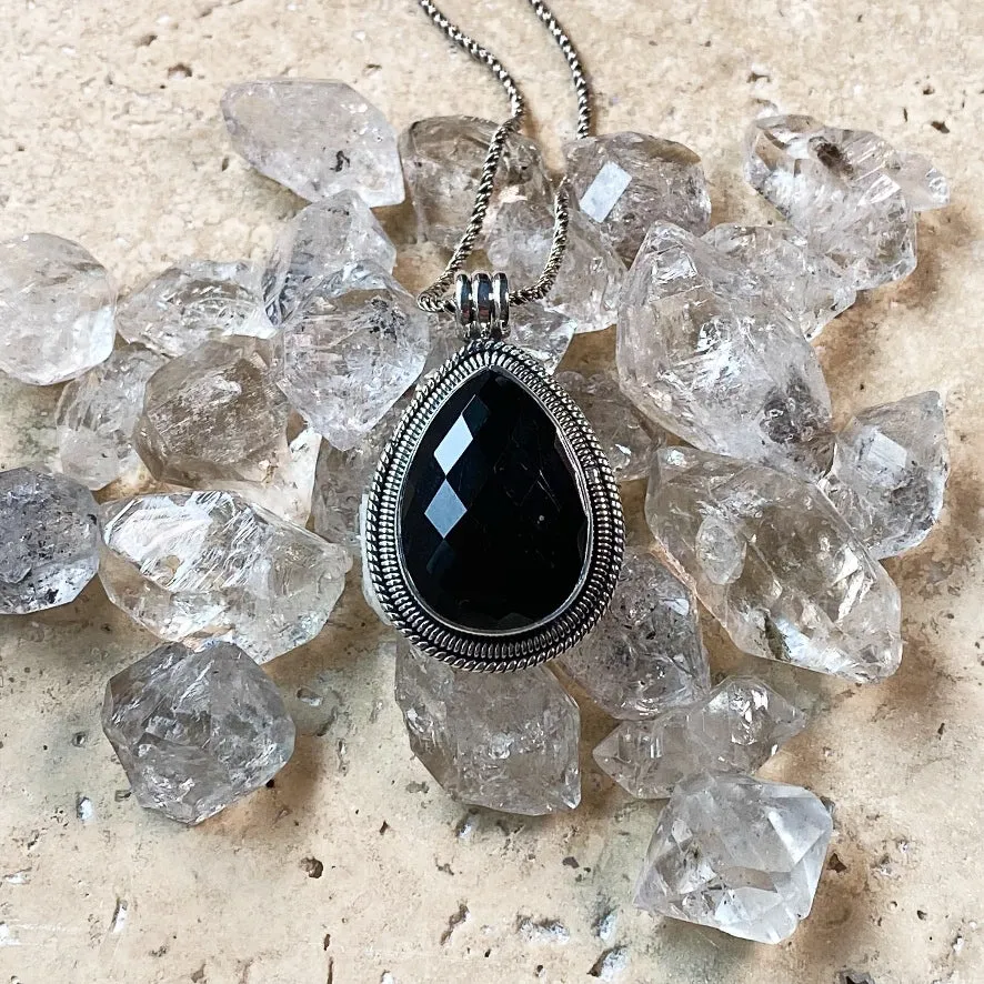 Onyx Teardrop Phoenix Pendant