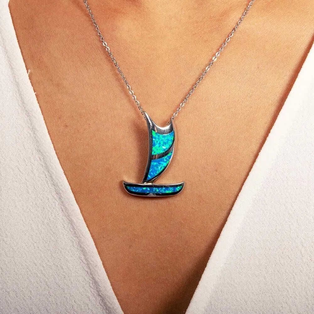 Opal Hawaiian Canoe Pendant