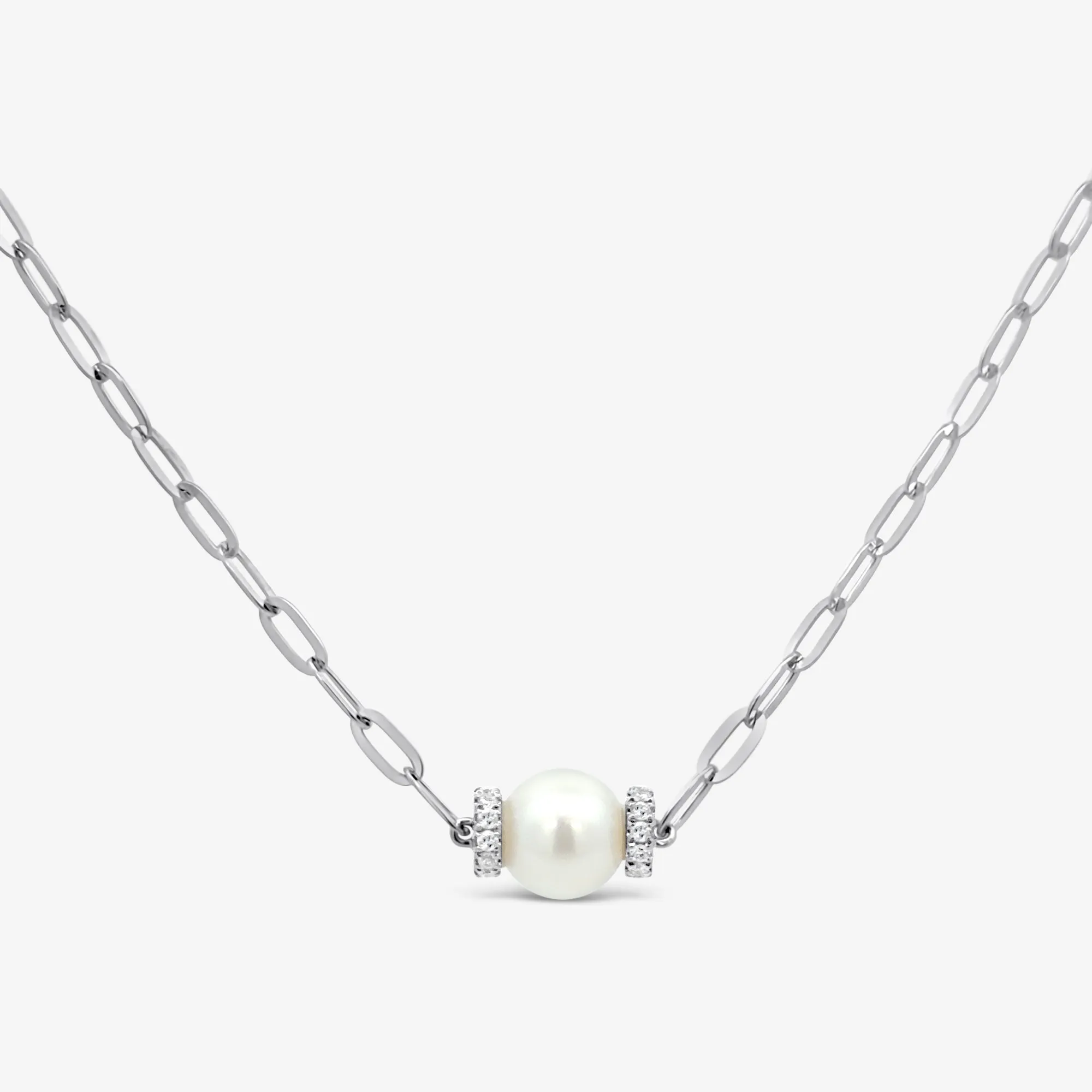 Pearl With Rondels & Paper Clip Necklace