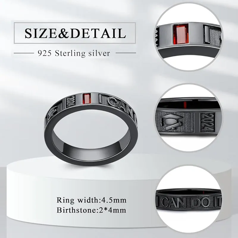 Personalied 2025 Mens Class Ring 925 Sterling Sliver Graduation Ring High School Rings for Men Birthstone College Ring