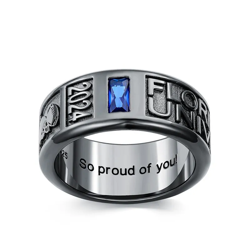 Personalied 2025 Mens Class Ring 925 Sterling Sliver Graduation Ring High School Rings for Men Birthstone College Ring