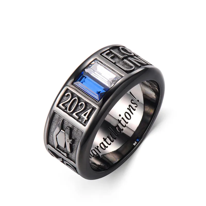 Personalied 2025 Mens Class Ring 925 Sterling Sliver Graduation Ring High School Rings for Men Birthstone College Ring