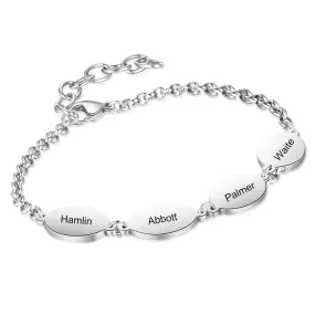 Personalized Oval Design 4 Names Chain Bracelets