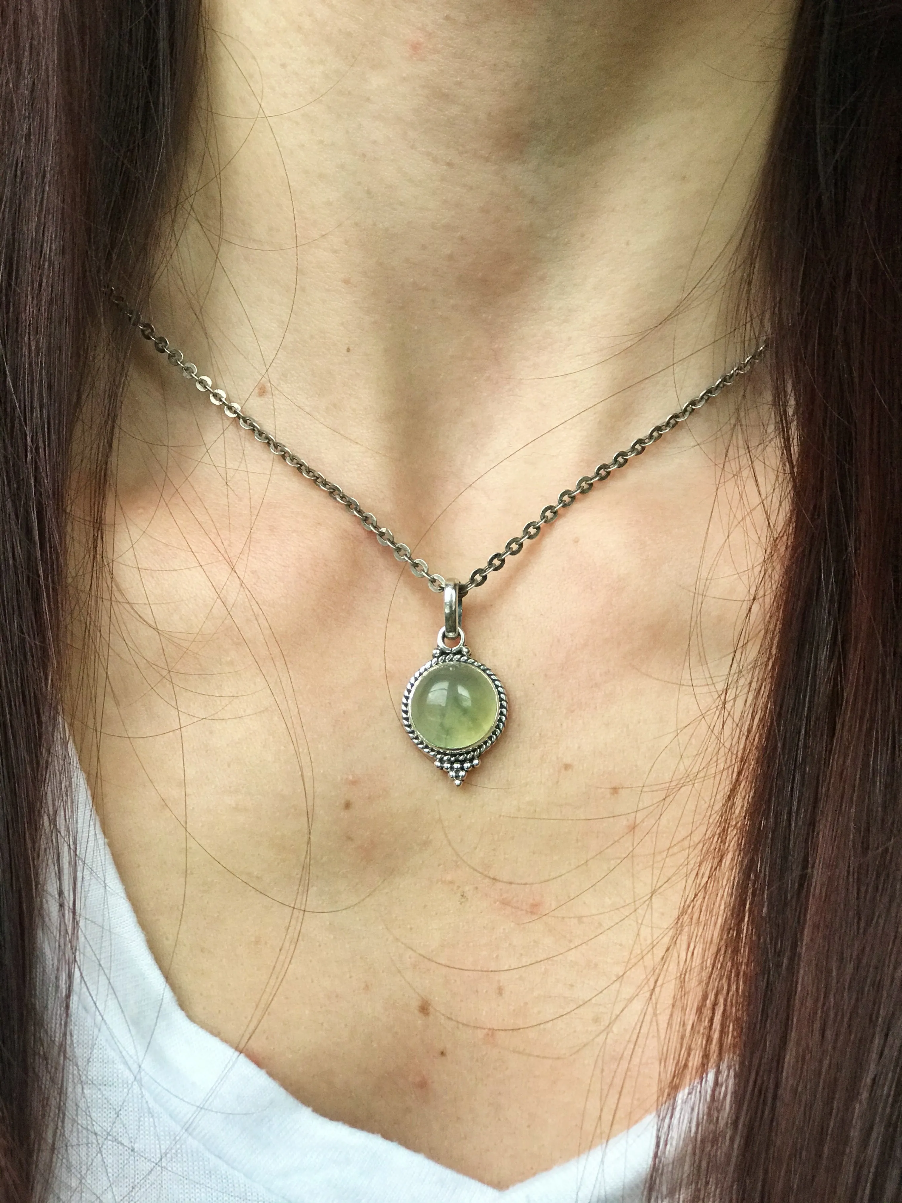 Cassia Dot Prehnite Pendant with Optimal Design