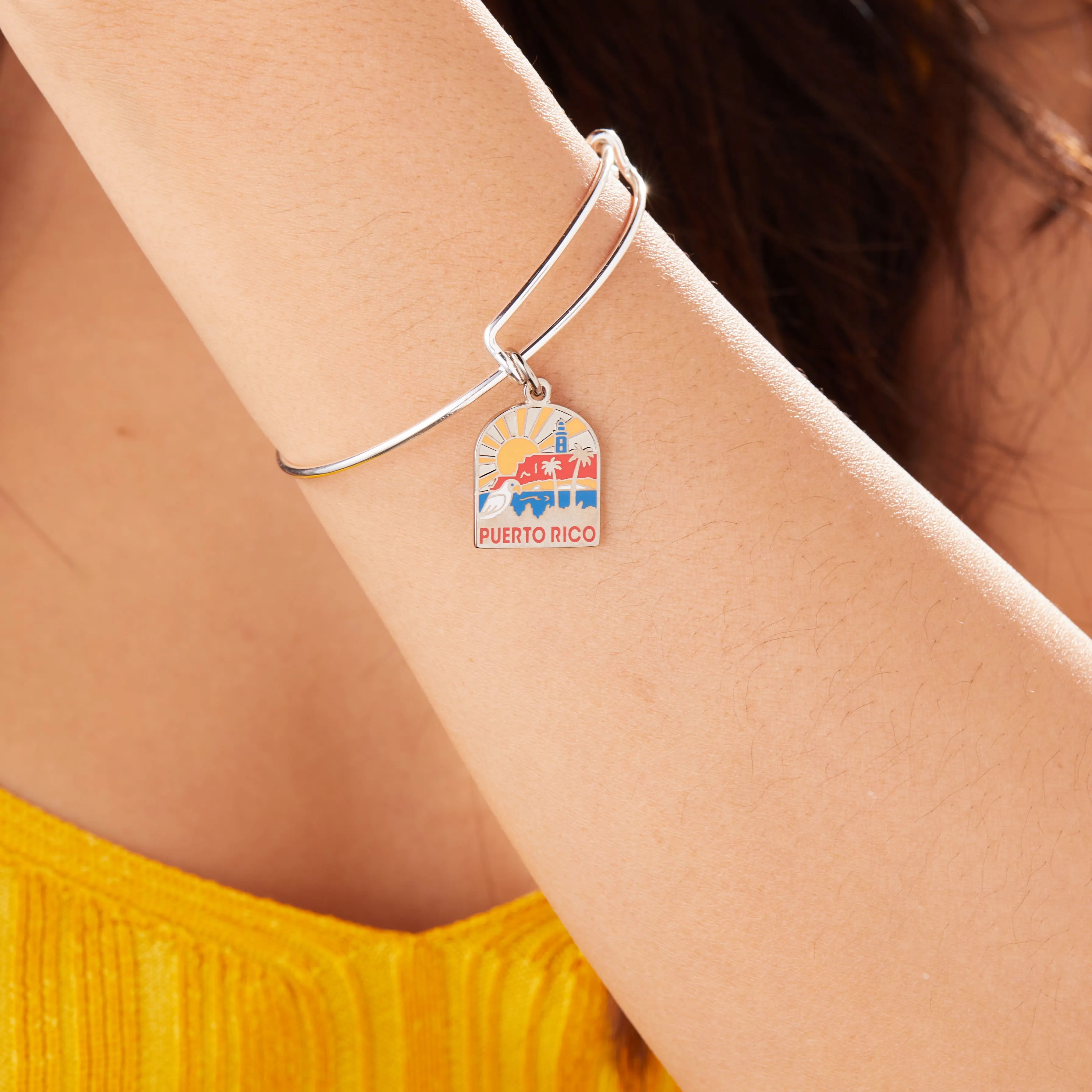 Puerto Rico Charm Bangle Bracelet