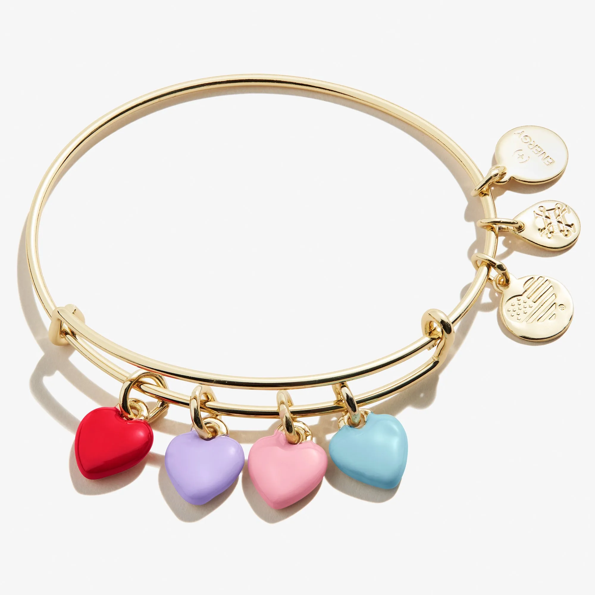 Rainbow Hearts Multi-Charm Bangle Bracelet