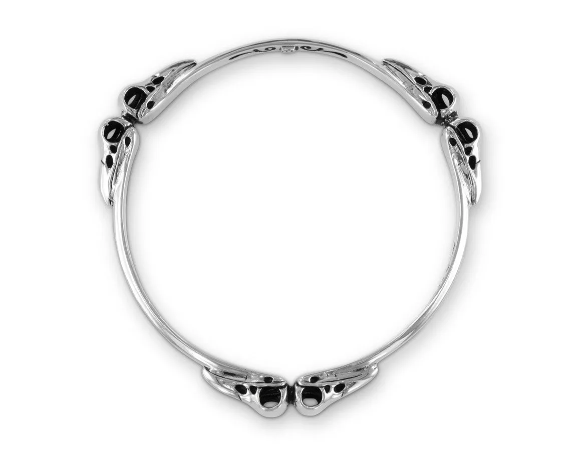 Raven Skull Bangle - Silver