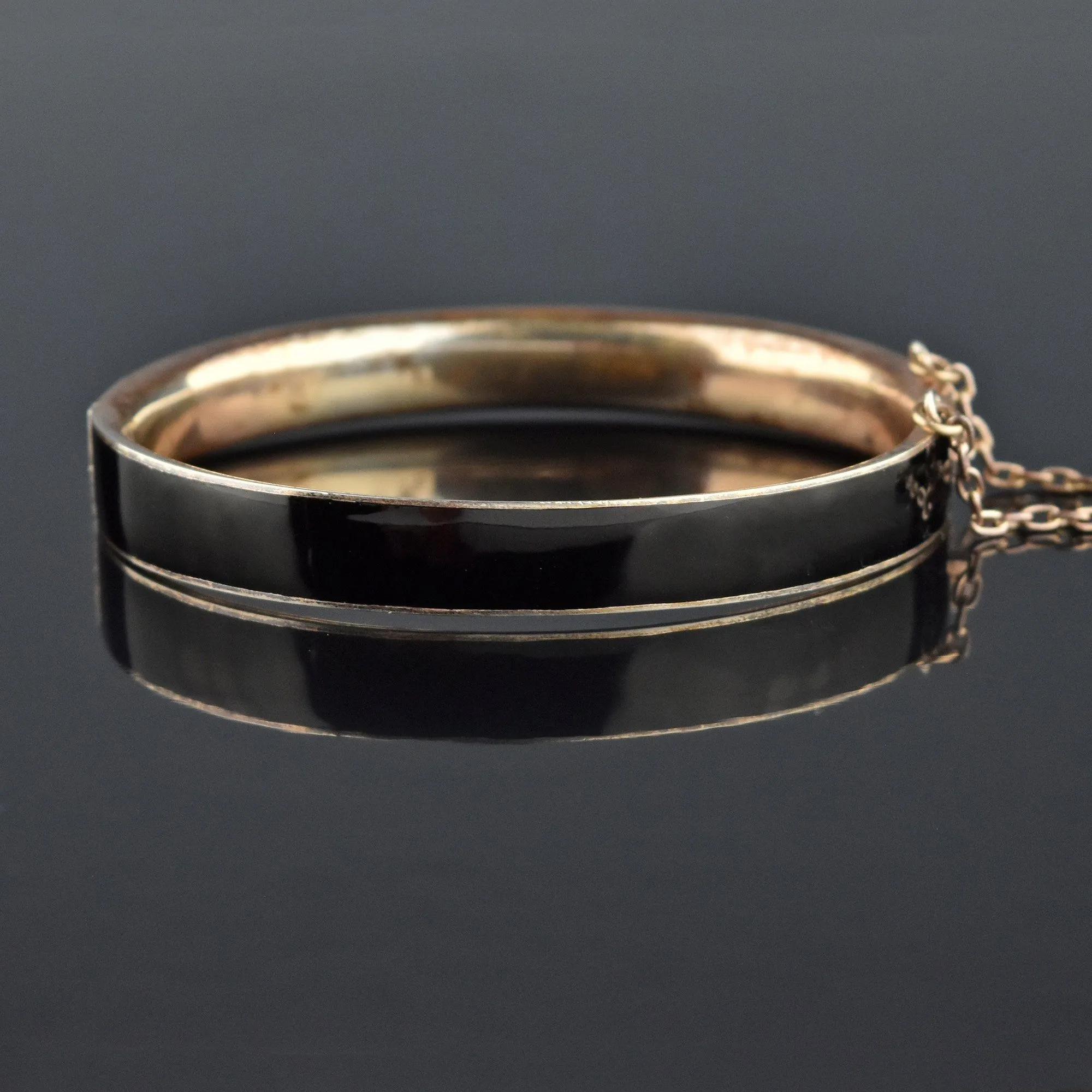 Rose Gold Silver Austro Hungarian Black Enamel Bracelet