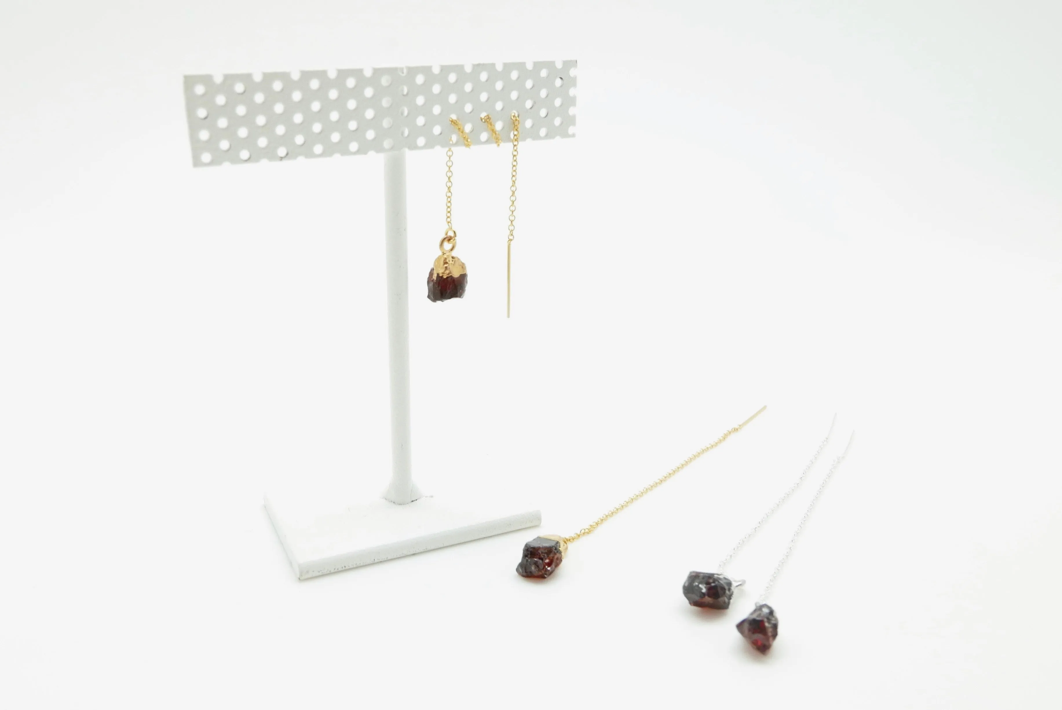 Rough Garnet Ear Threader