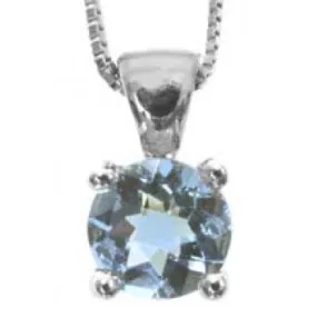 Round Aquamarine solitaire pendant