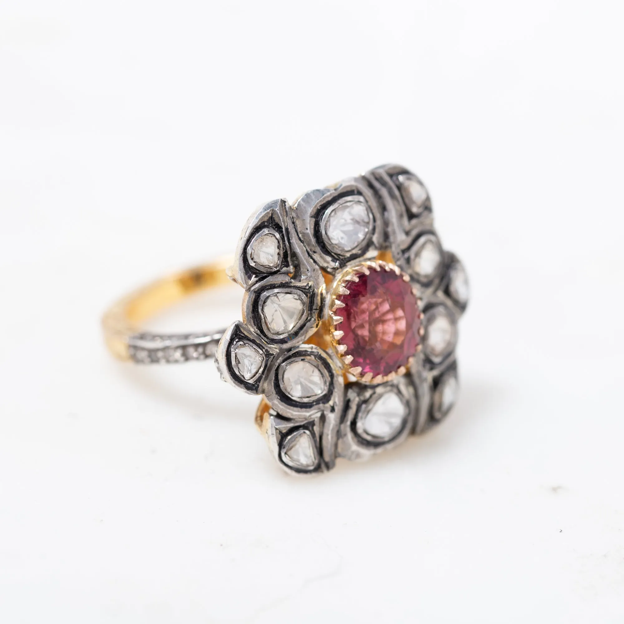 Ruby and Polki Diamond Ring