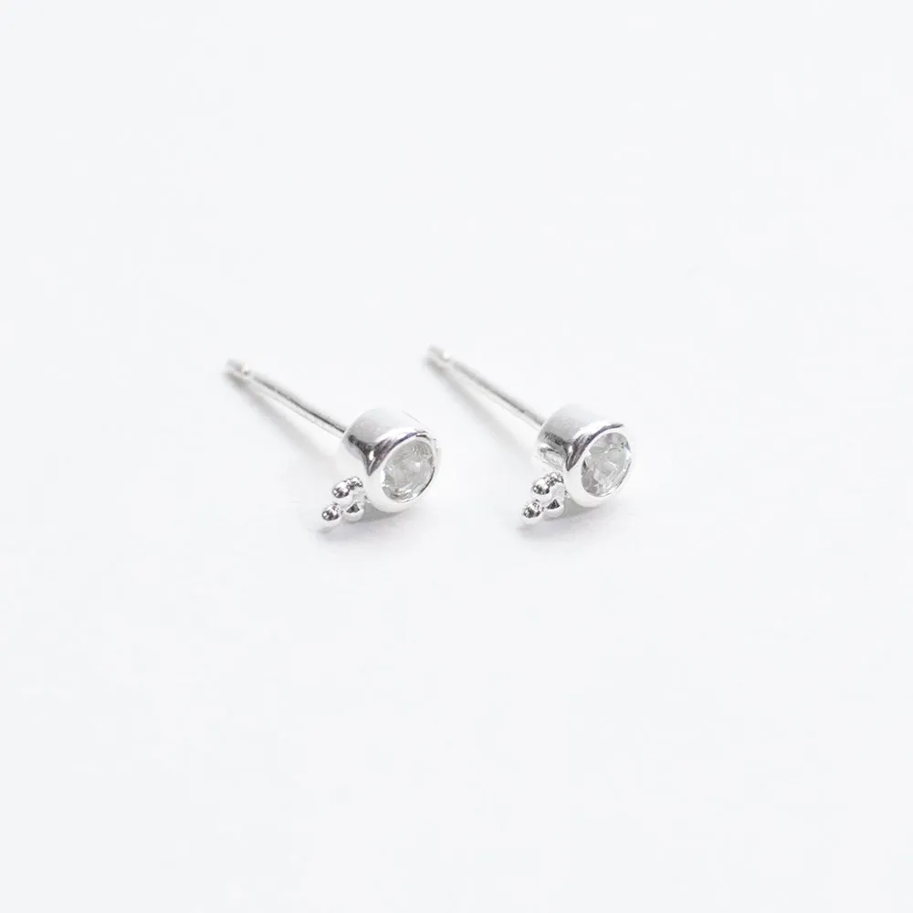 Silver Circle Studs With Drop