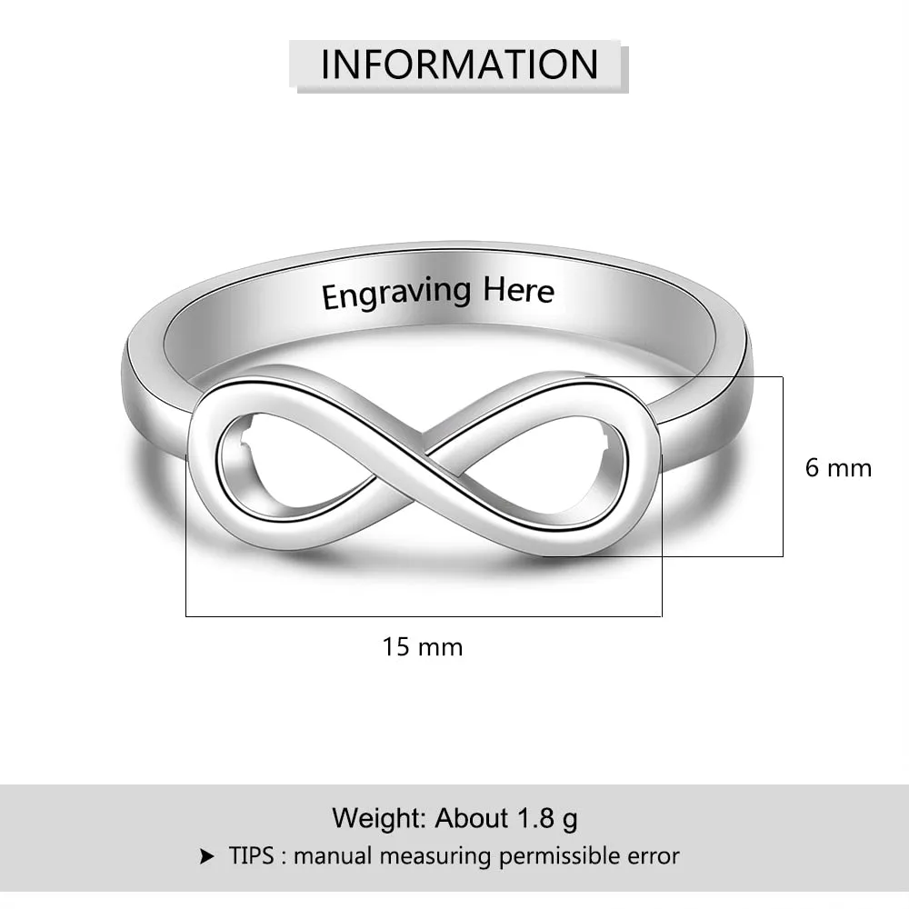 Silver Color Infinity Love Knot Rings for Women Custom Personalized Engrave Name Promise Ring Anniversary Gifts