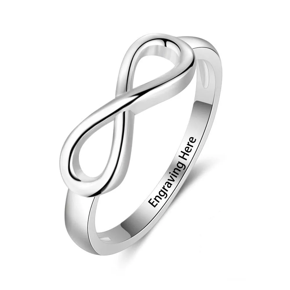 Silver Color Infinity Love Knot Rings for Women Custom Personalized Engrave Name Promise Ring Anniversary Gifts