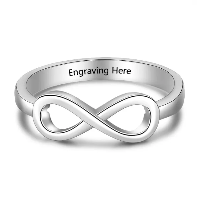 Silver Color Infinity Love Knot Rings for Women Custom Personalized Engrave Name Promise Ring Anniversary Gifts