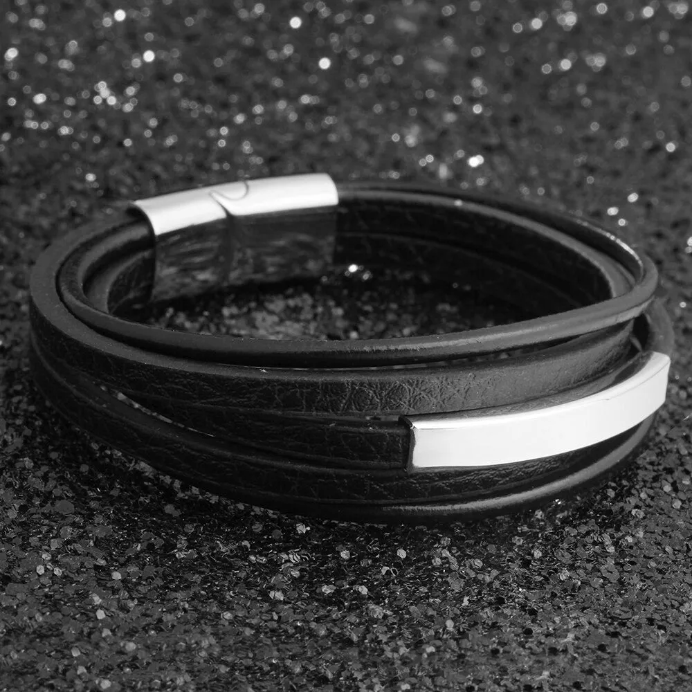 Stainless steel Leather Bracelets For Men