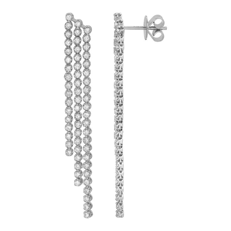 Straight Diamond Triple Drop Earrings