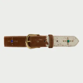 Studded Leather Belt (Calf Hair)