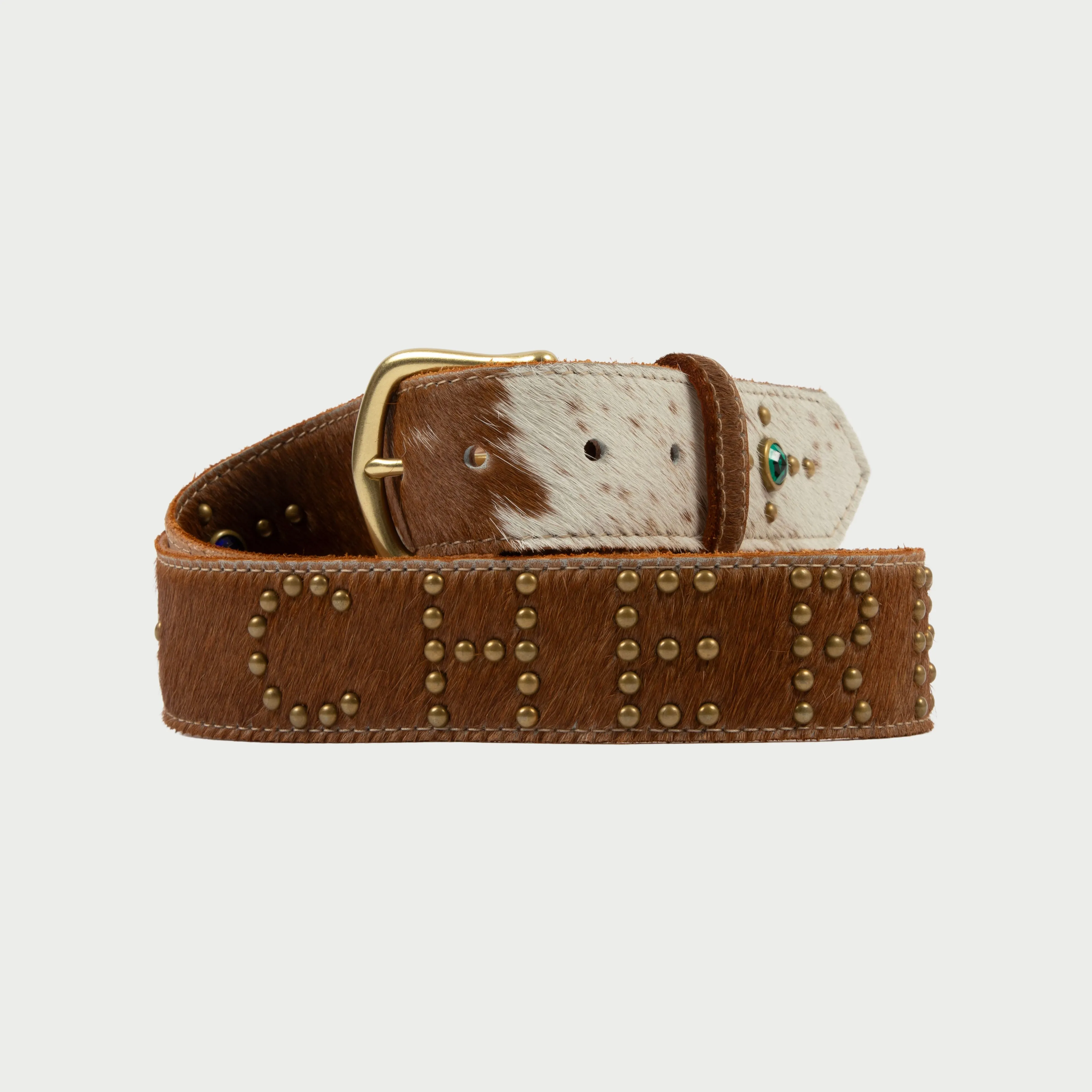 Studded Leather Belt (Calf Hair)