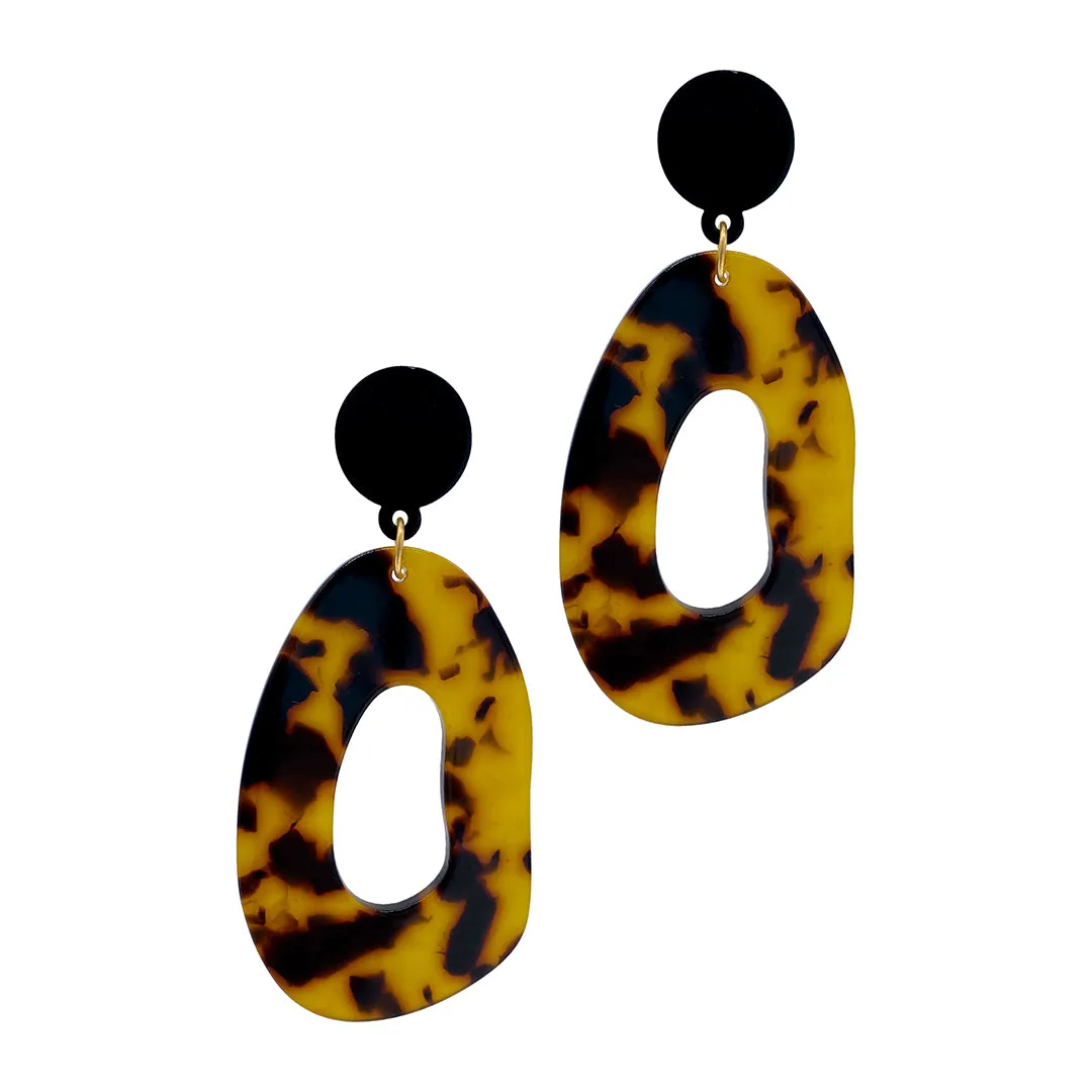 Tortoise Shell Drop Earrings gold