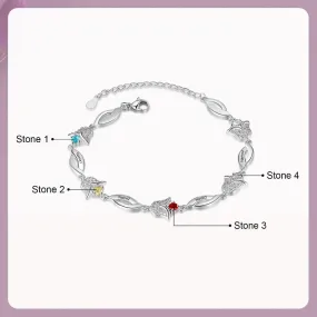 Tulip Flower Customized 4 Birthstone Bracelets